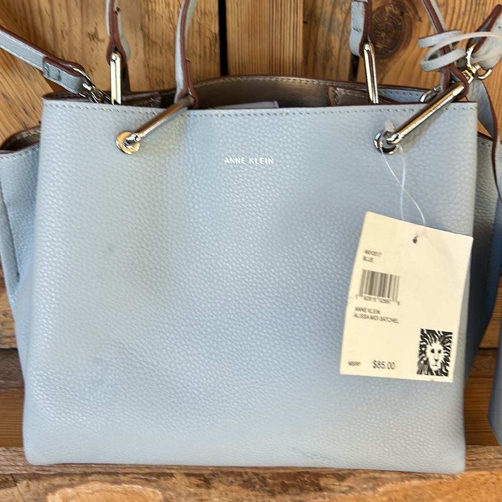 Blue Anne Klein Midi Satchel, crossbody or hand carry purse NWT - Picture 2 of 13